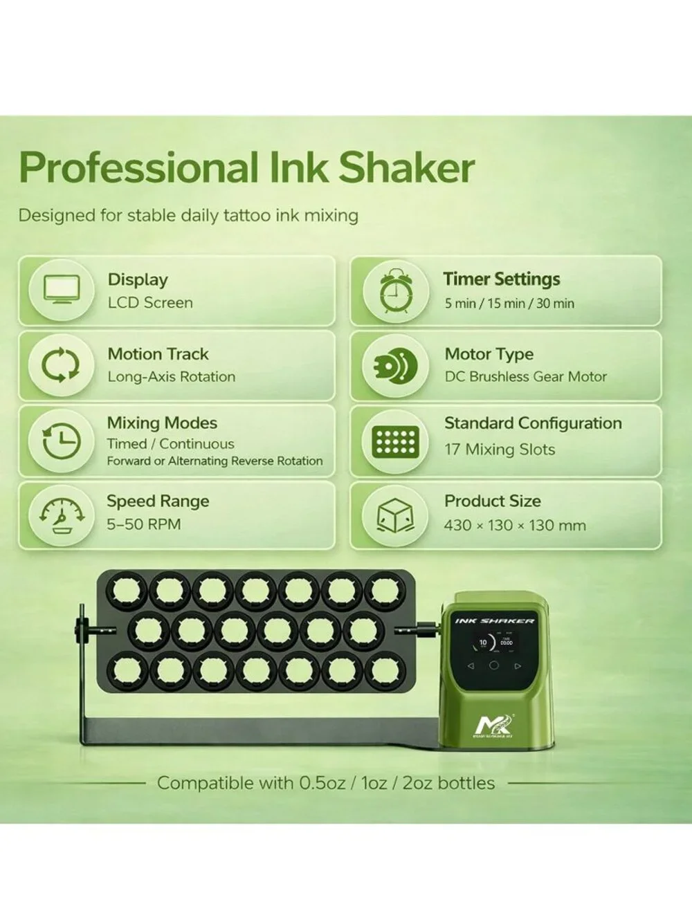 NEW MK Tattoo Ink Shaker Mixer Rocker Electric Pigment Rotating Agitator Shop